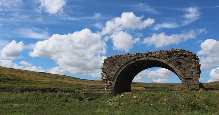 Rookhope Arch in the Durham Dales on a sunny day